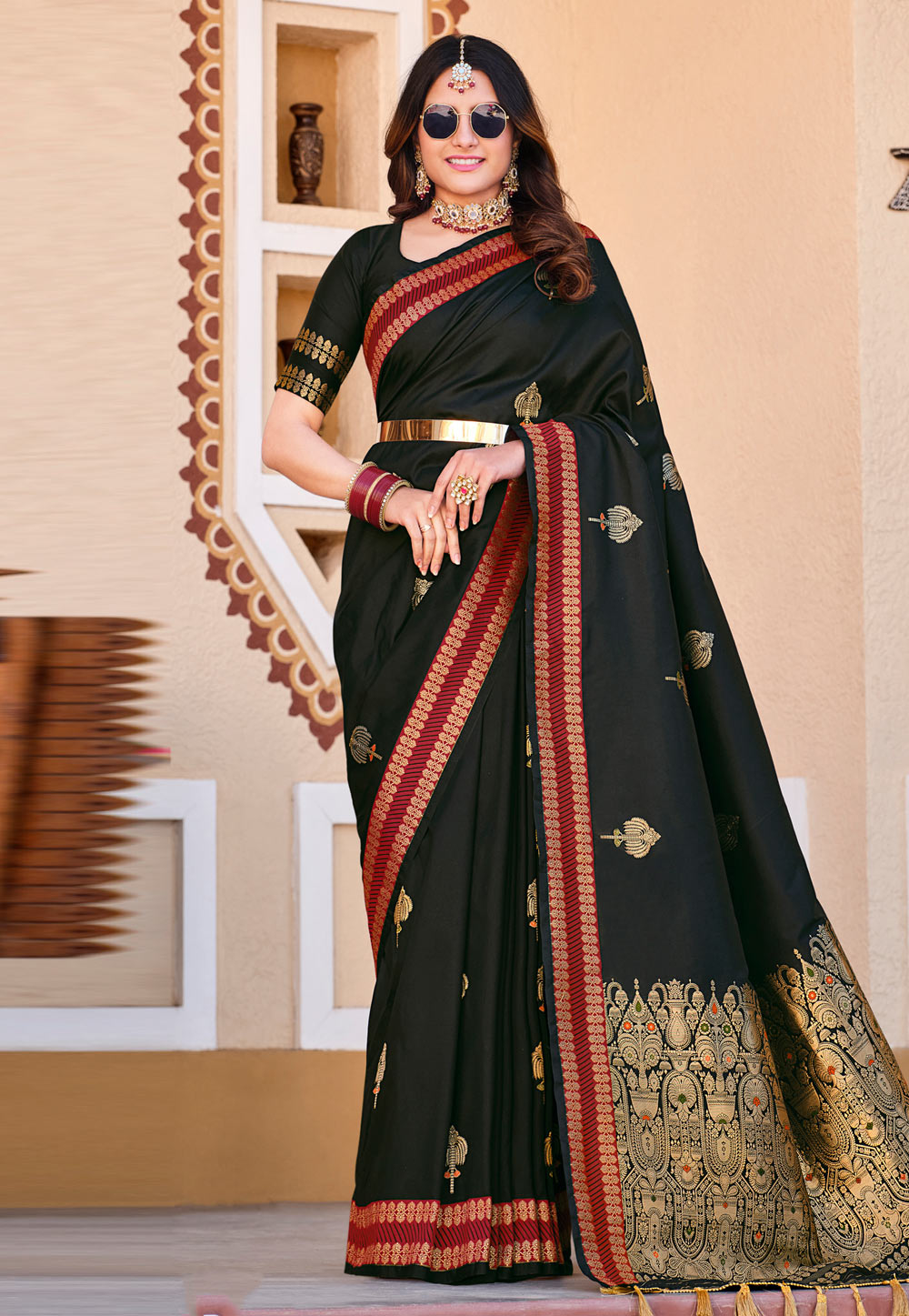 Black Silk Saree With Blouse 264248