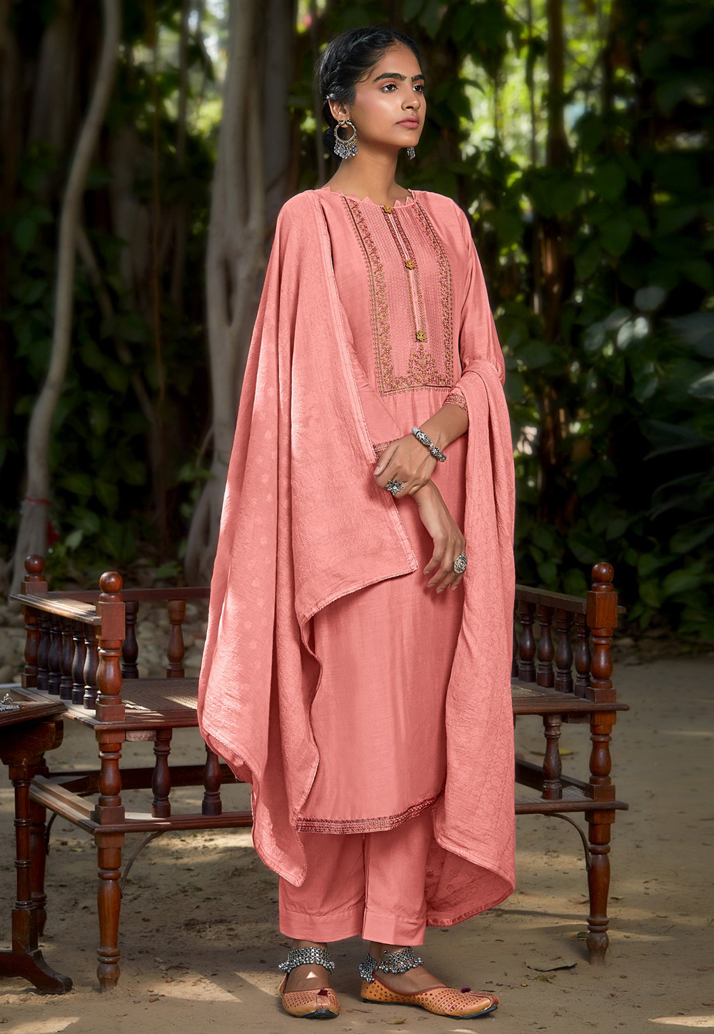 Pink Viscose Pant Style Suit 232567