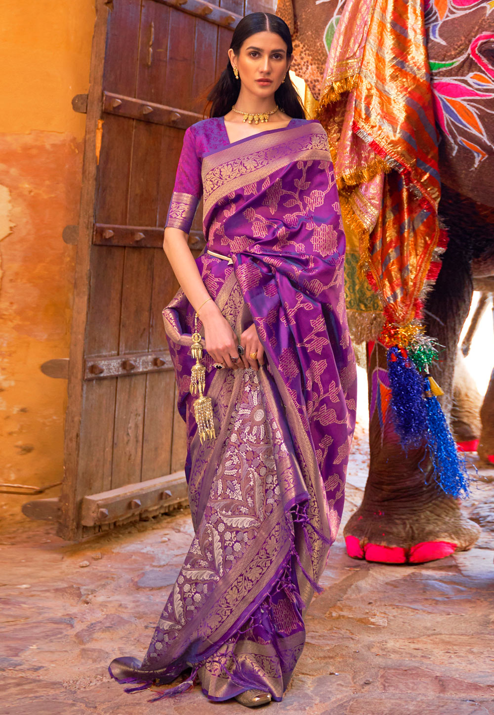 Violet Silk Saree With Blouse 264375