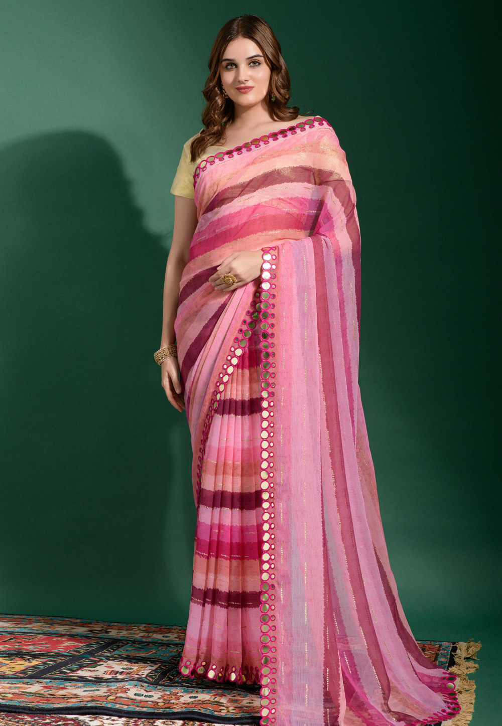 Pink Chiffon Saree With Blouse 262678