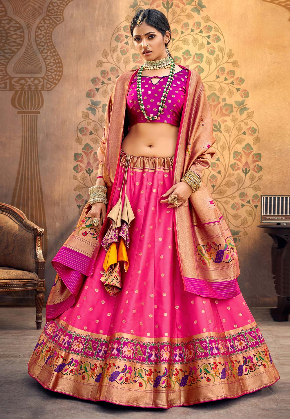Pink Upada Silk Circular Lehenga Choli 227425