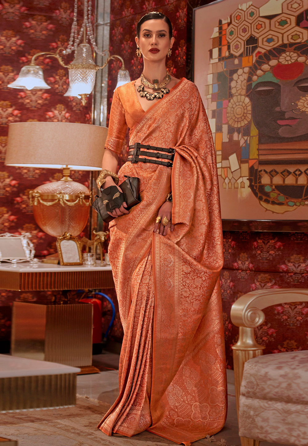 Orange Silk Saree With Blouse 264882