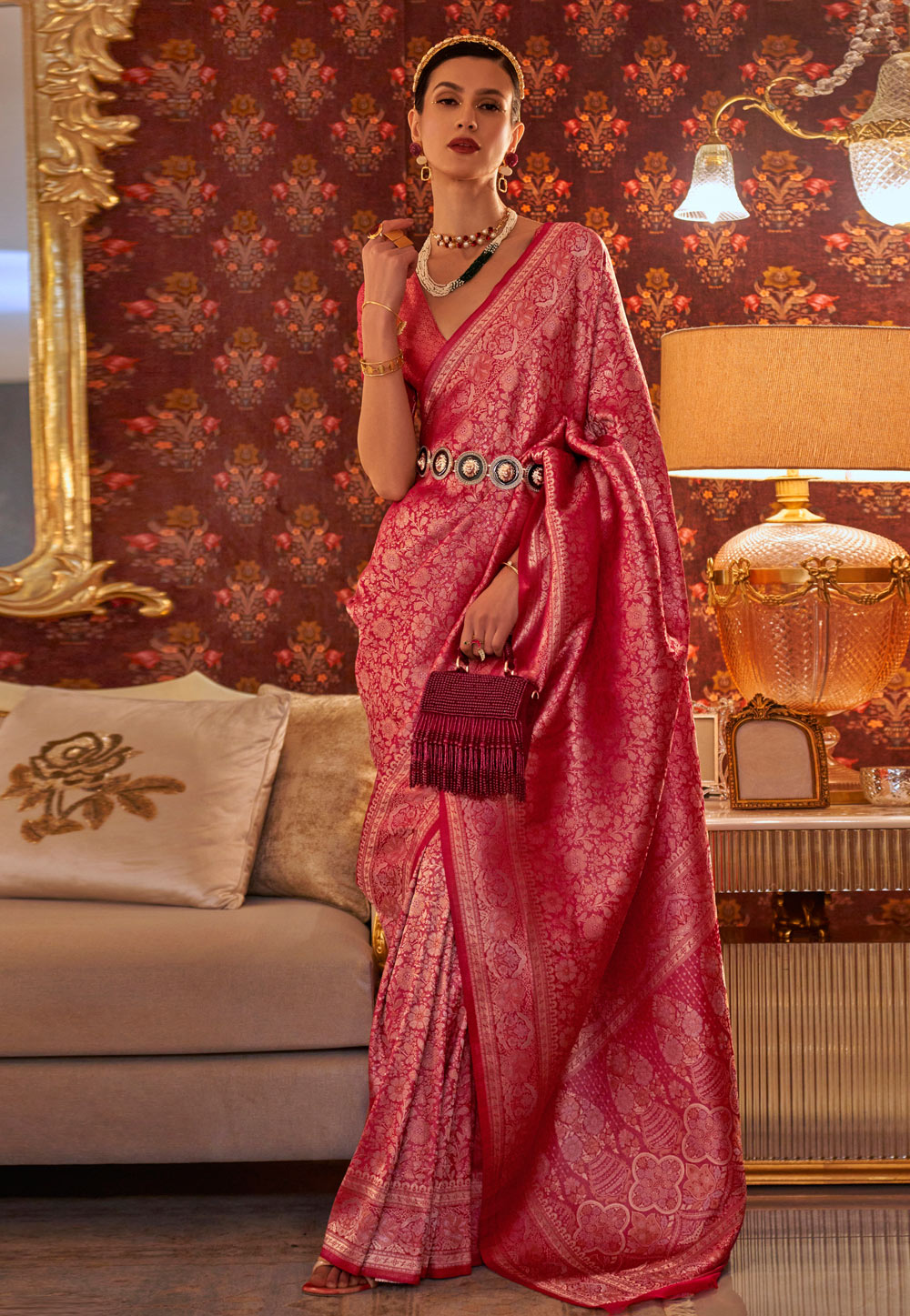 Magenta Silk Saree With Blouse 264884