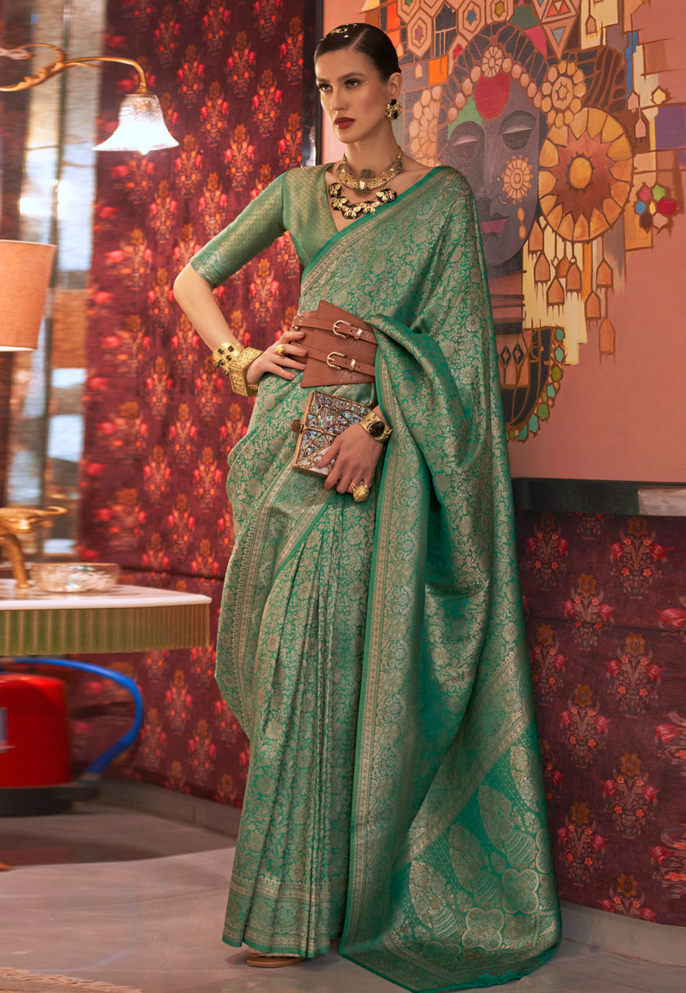 Green Silk Saree With Blouse 264889