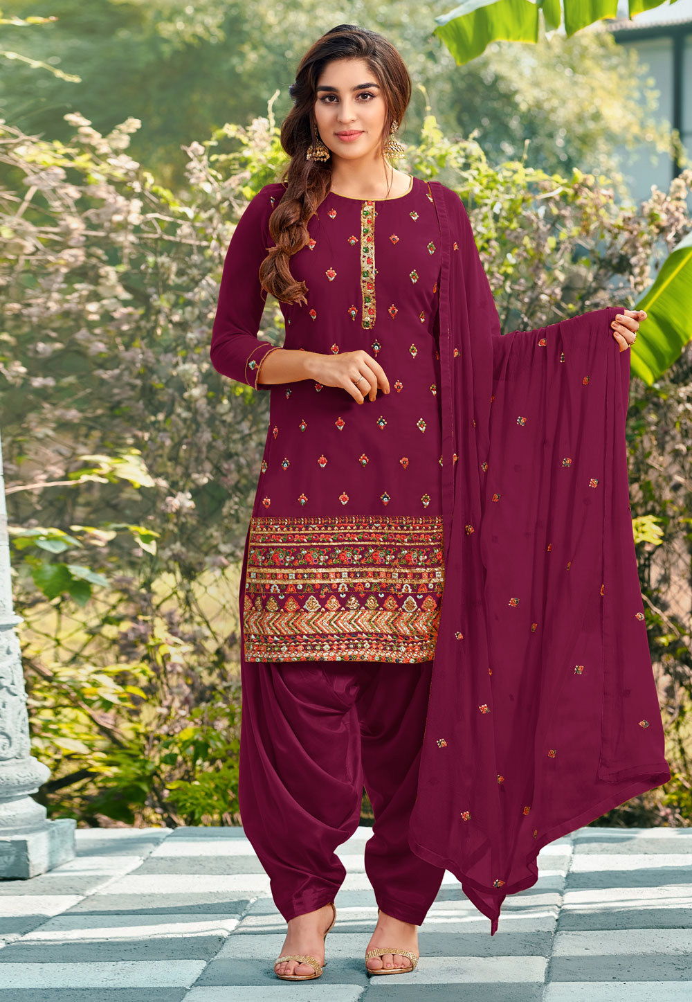 Purple Faux Georgette Punjabi Suit 251154