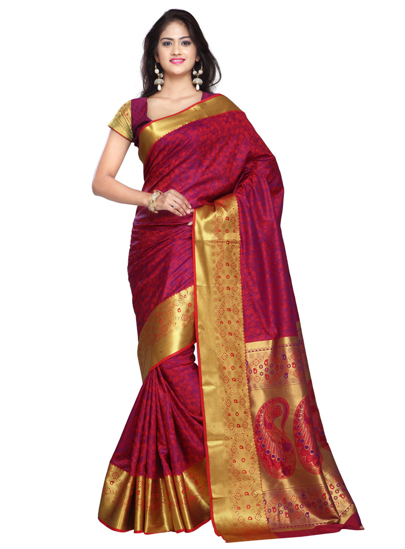 Red Art Silk Saree With Blouse 85047