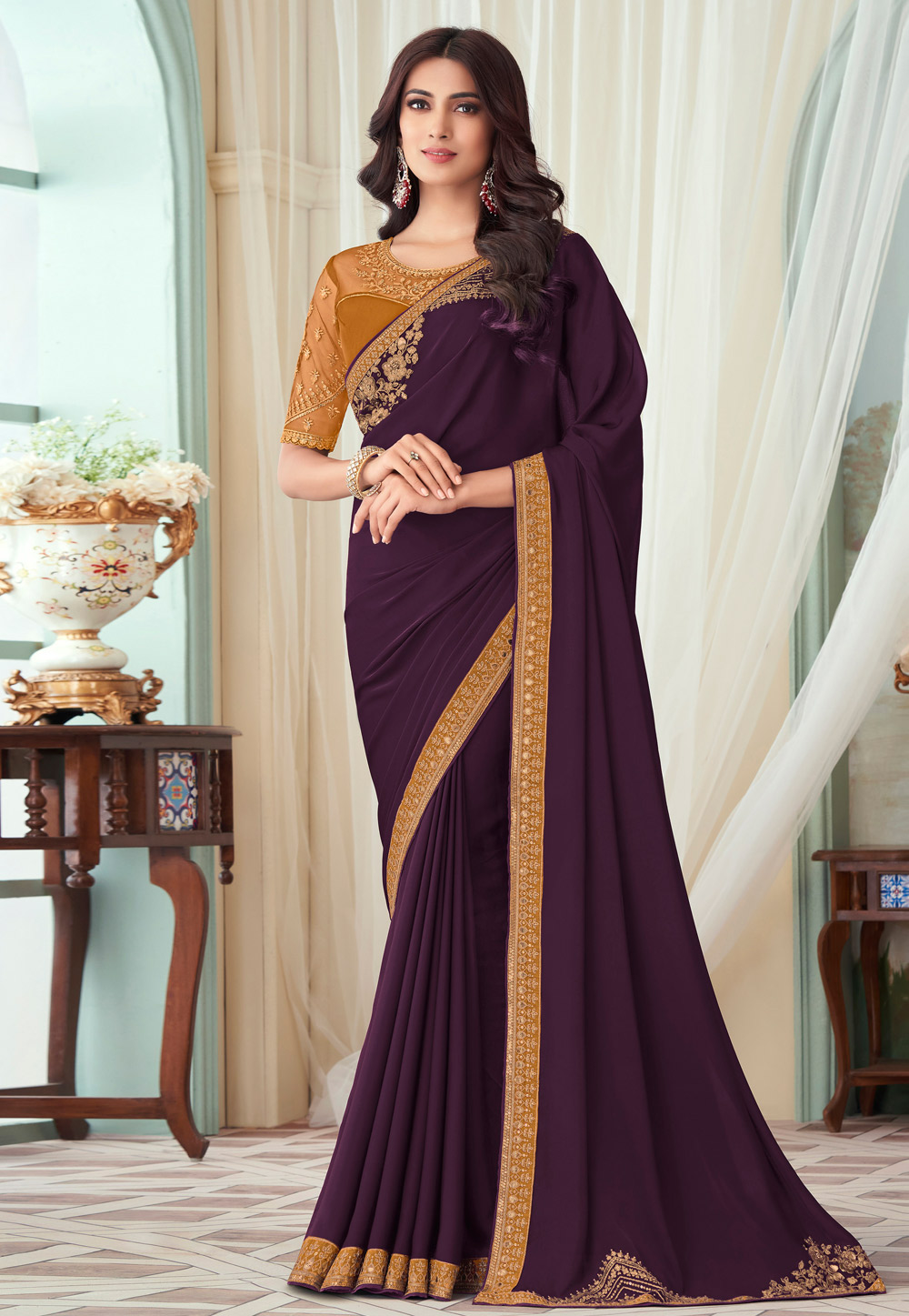 Purple Silk Designer Saree 265429