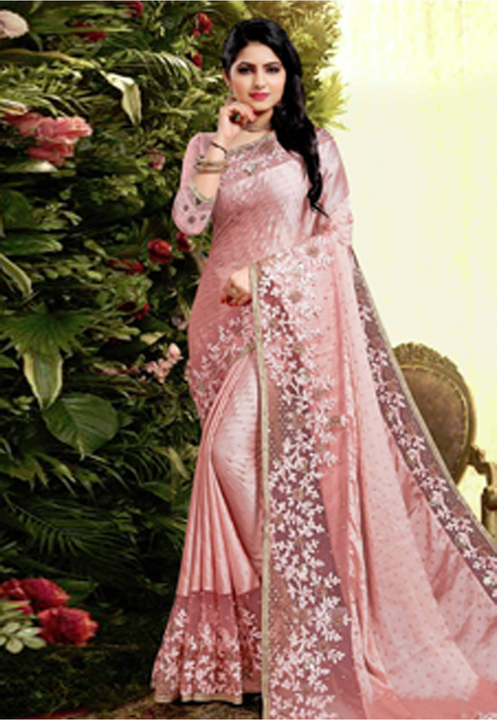 Light Pink Silk Festival Wear Saree 200858