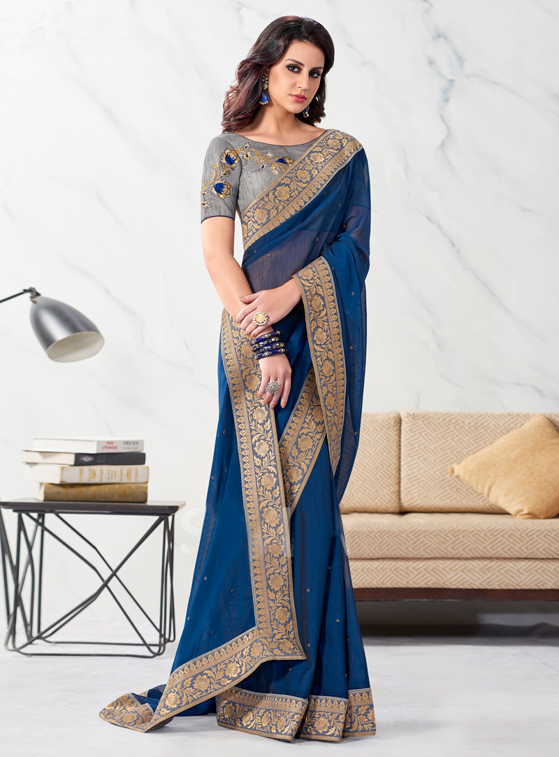 Blue Silk Festival Wear Saree 136297