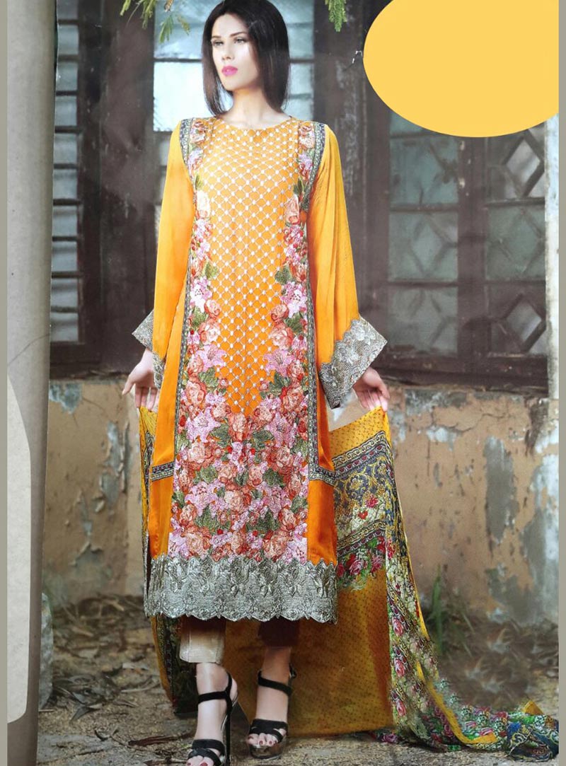 Orange Georgette Pakistani Style Suit 68486