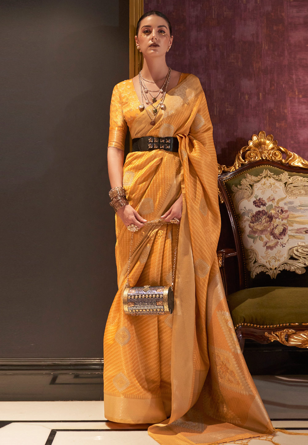 Mustard Silk Saree With Blouse 265953