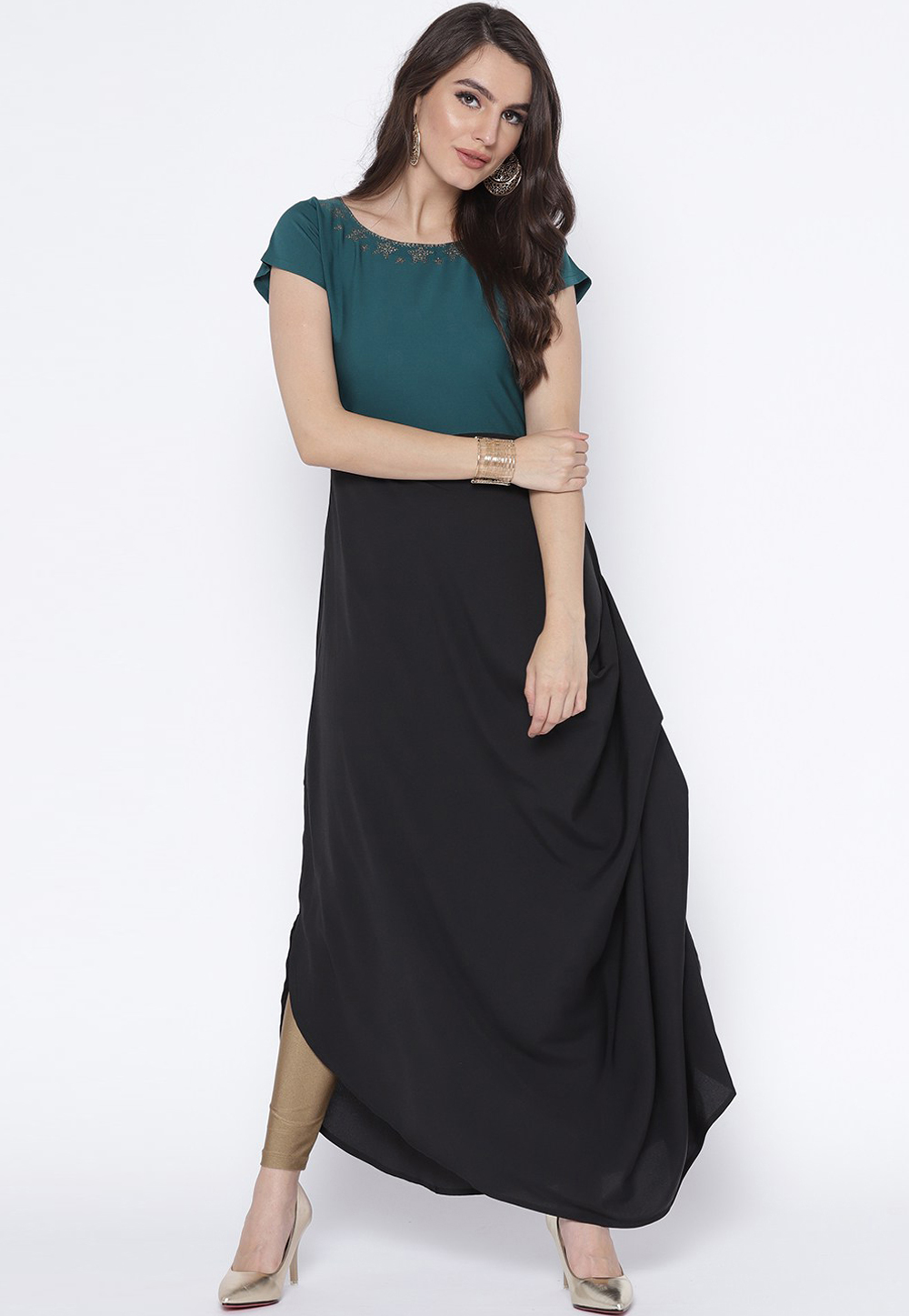 Black Crepe Readymade Gown 176611