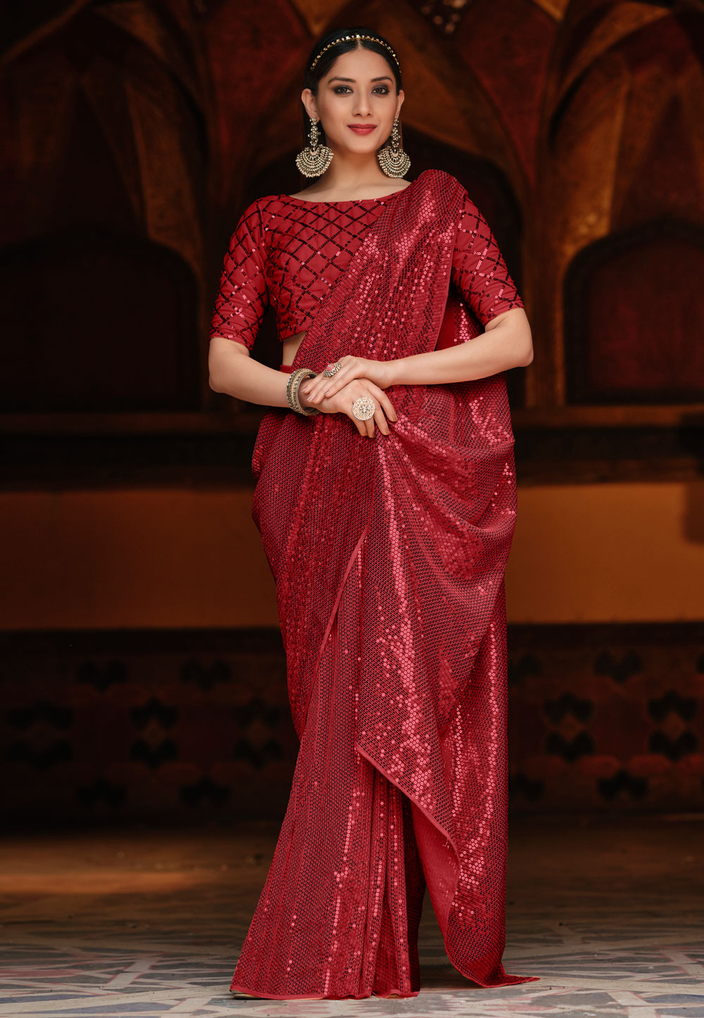 Buy Maahir Garments Indian Ethnicwear Bollywood Wedding Banarasi Art Katan  Silk Dark Maroon Colour Fancy Saree Online at desertcartIreland