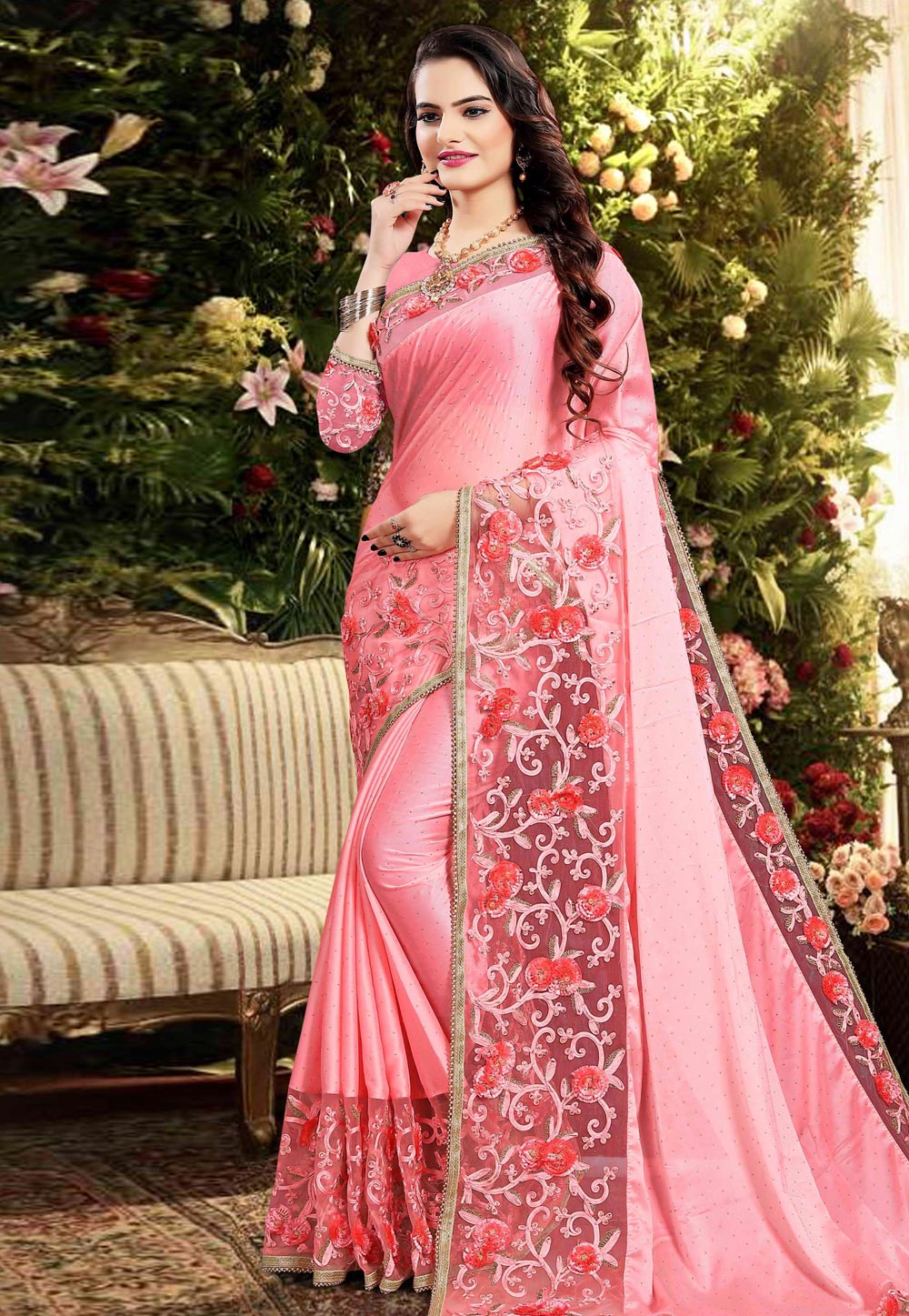Pink Silk Saree With Blouse 200873