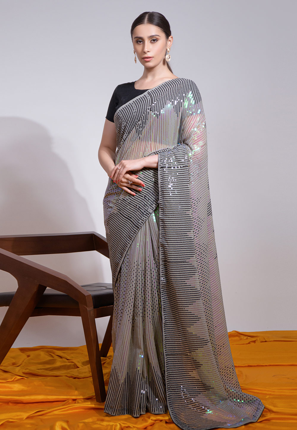 Grey Georgette Saree With Blouse 266038