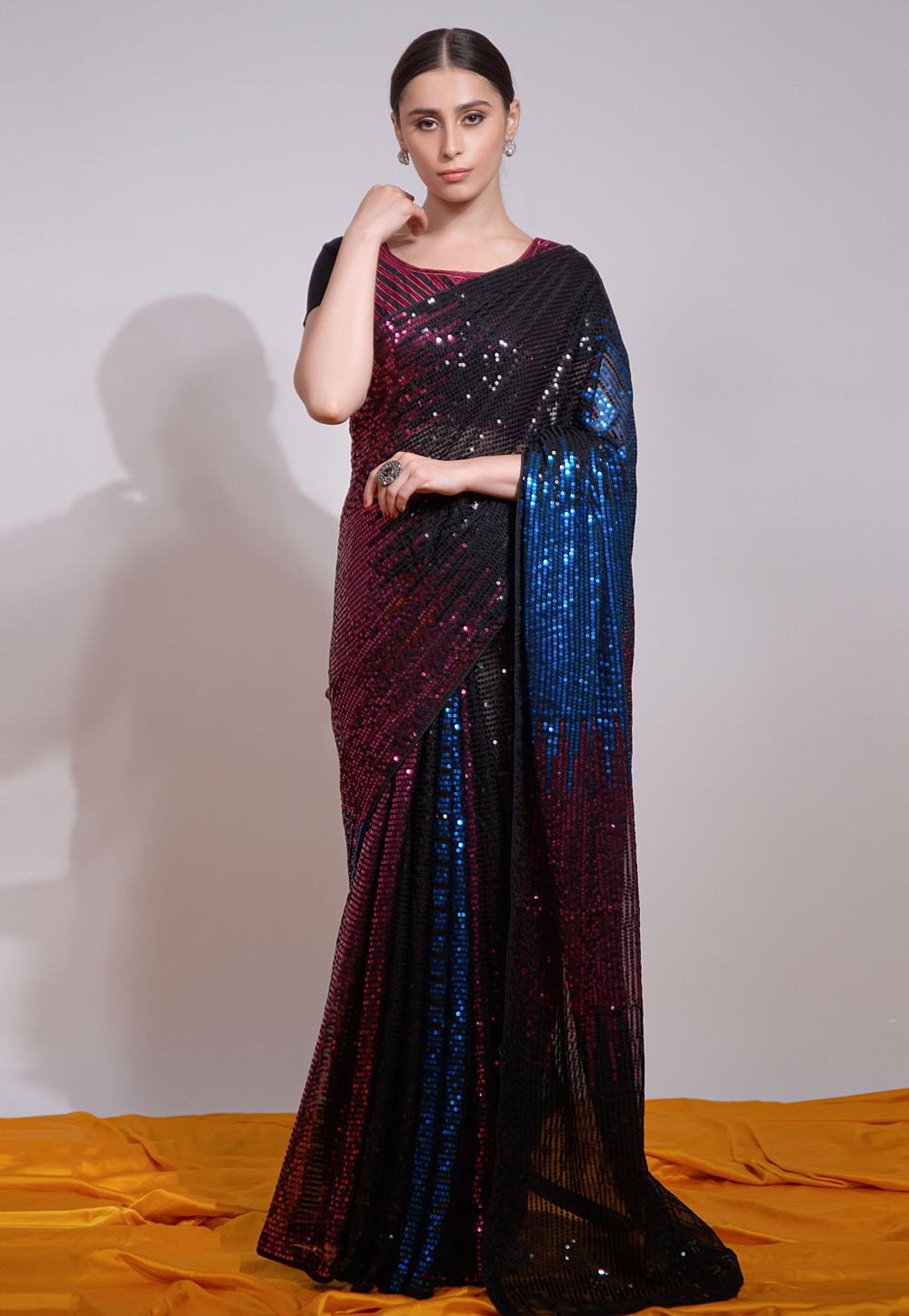 Blue Georgette Sequence Saree 266093