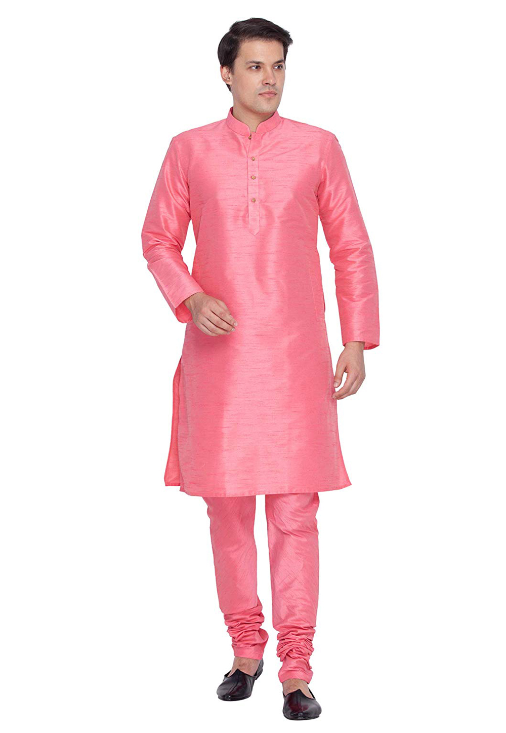 Pink Dupion Silk Readymade Kurta Pajama 182283