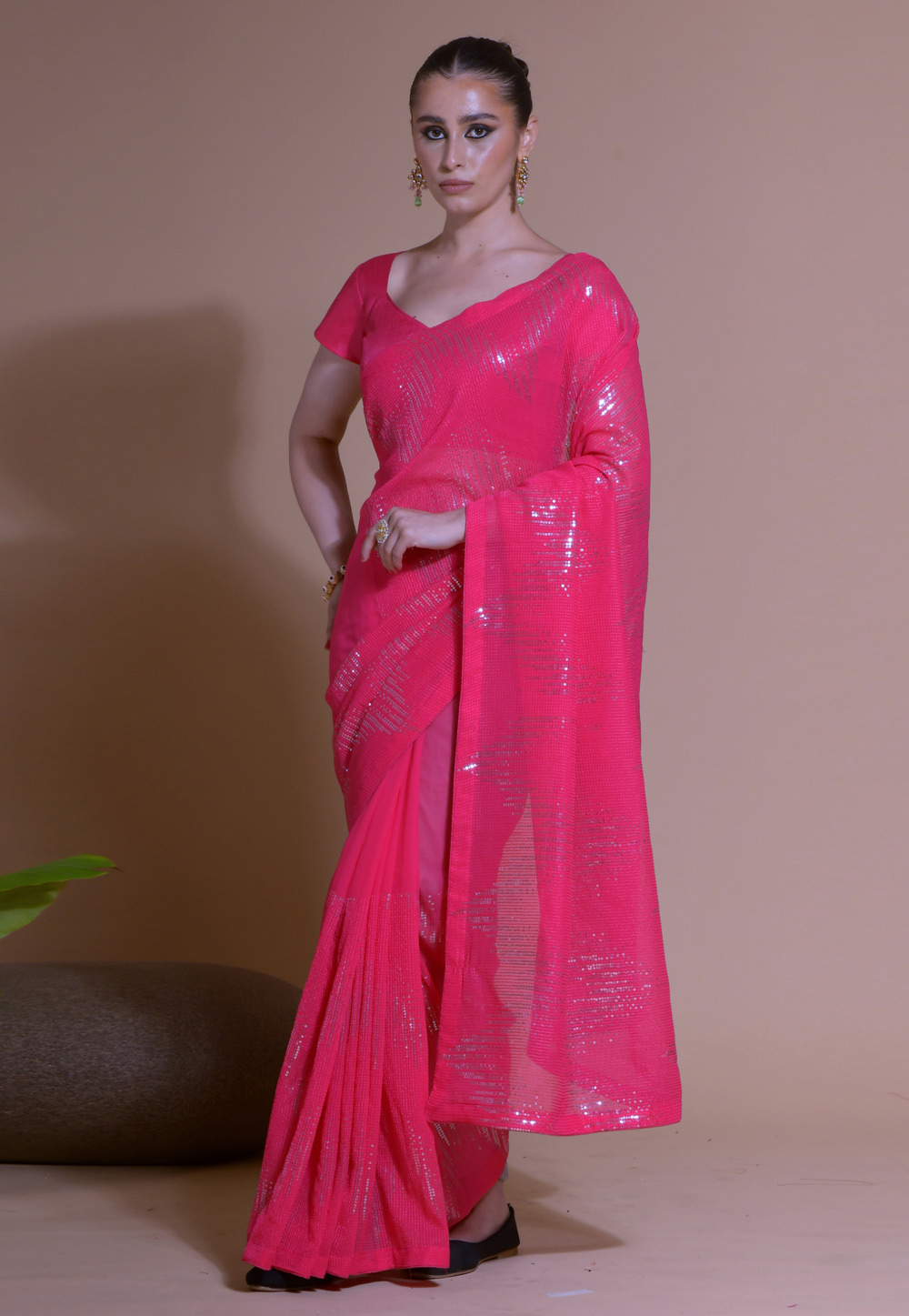 Pink Georgette Saree With Blouse 266182