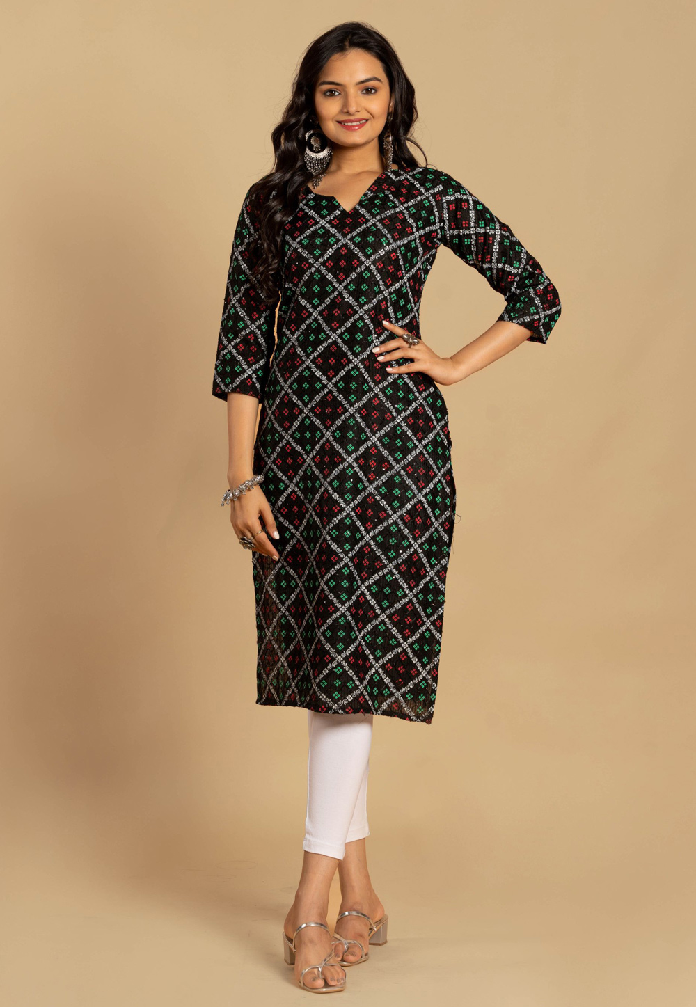 Shop Black Floral Printed Chanderi Silk Anarkali Kurta With Dupatta Online  – Bhamadesigns