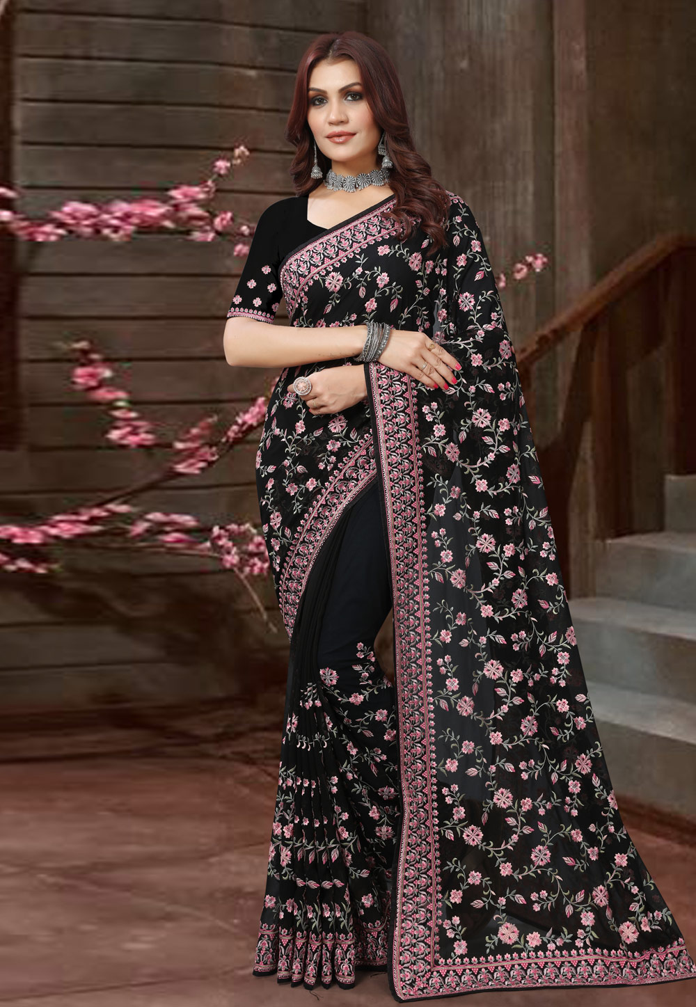 Black Georgette Saree With Blouse 272702