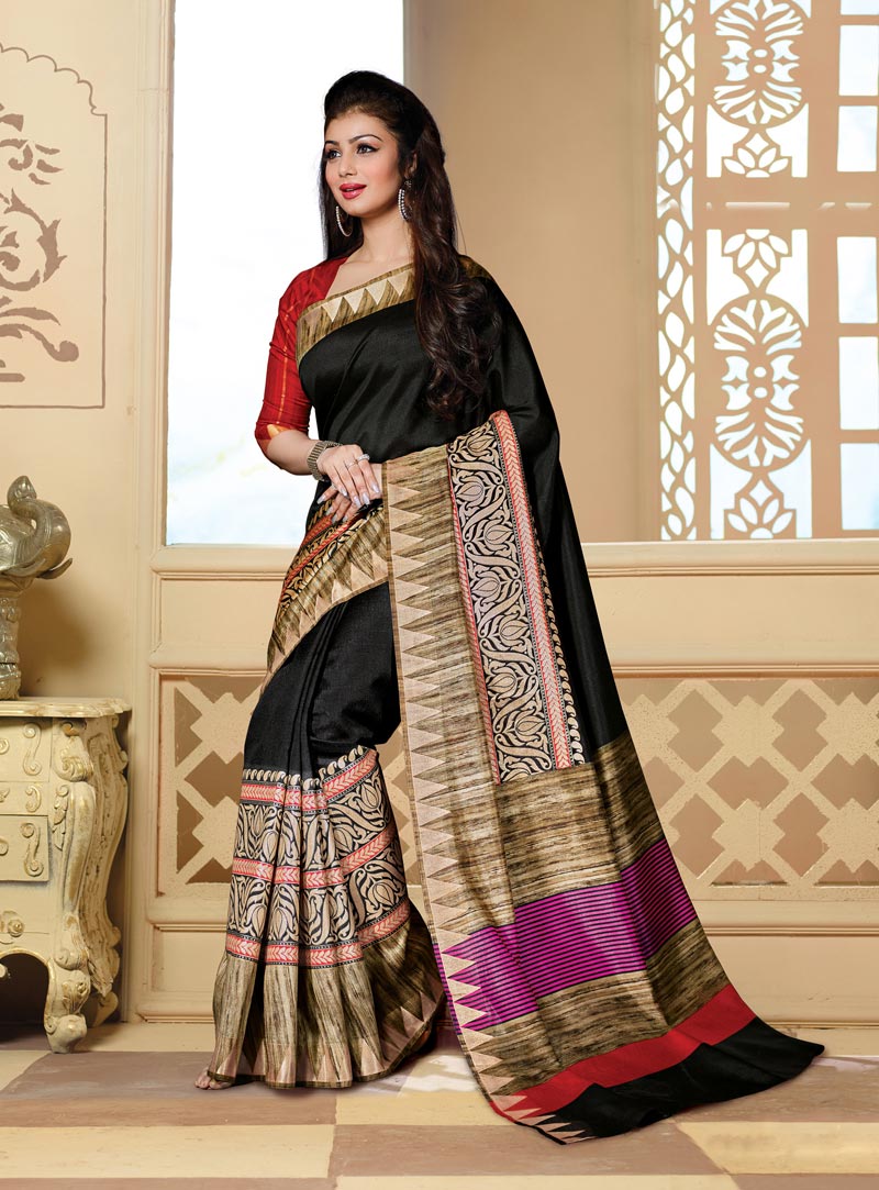 Ayesha Takia Black Art Silk Saree With Blouse 82508
