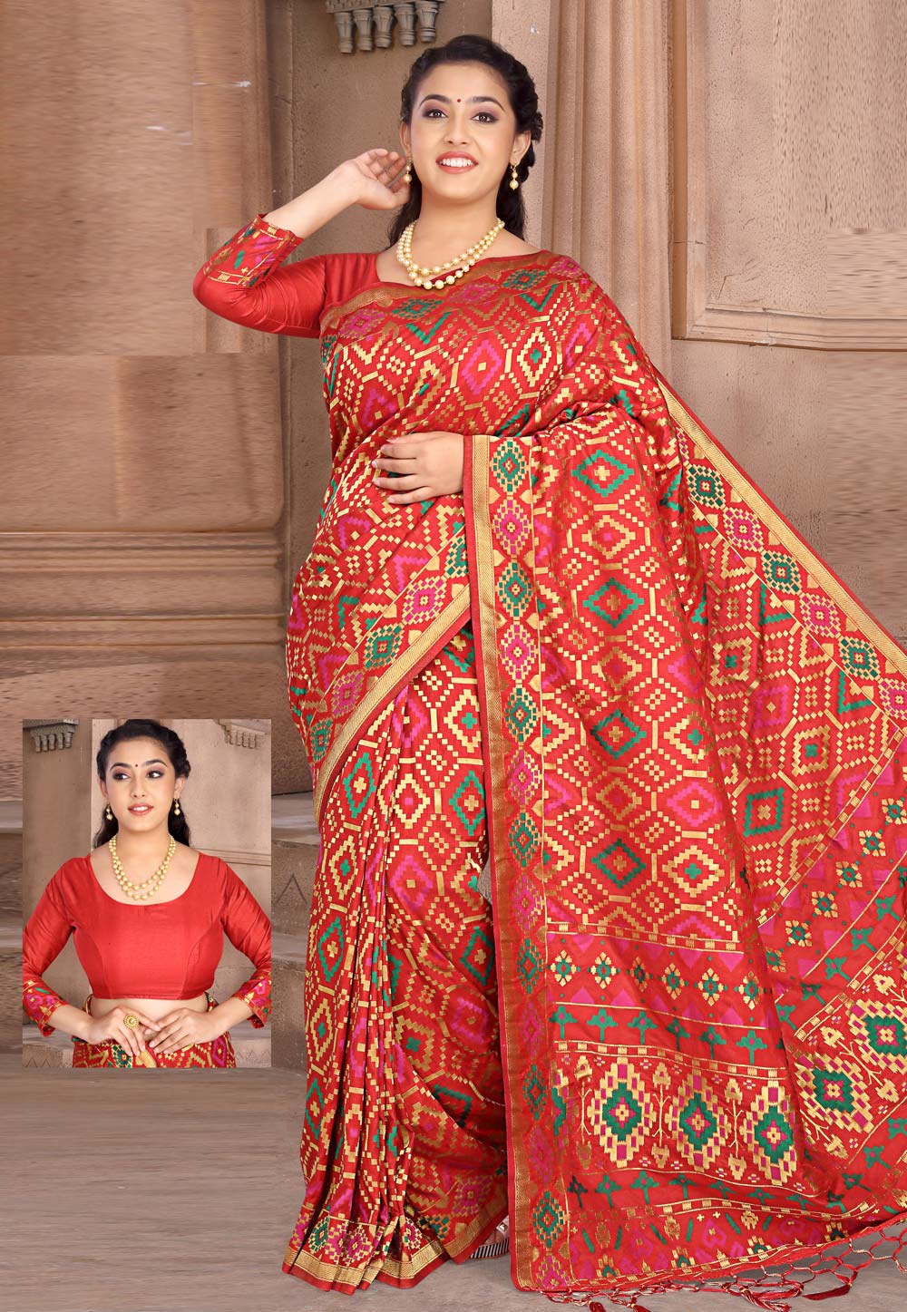 Red Silk Saree With Blouse 202732