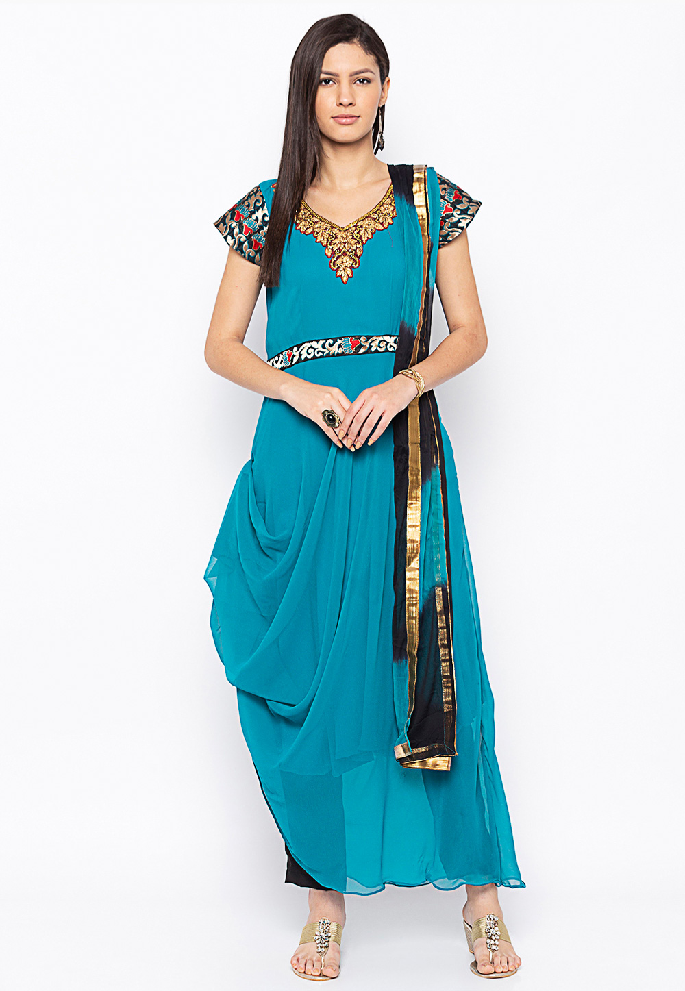 Sky Blue Georgette Readymade Designer Salwar Suit 246148