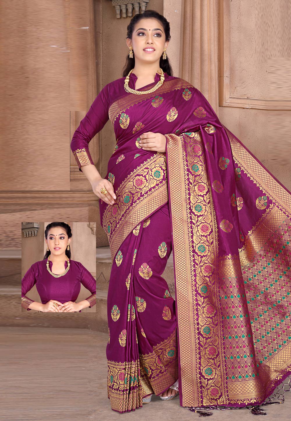 Magenta Silk Festival Wear Saree 202735