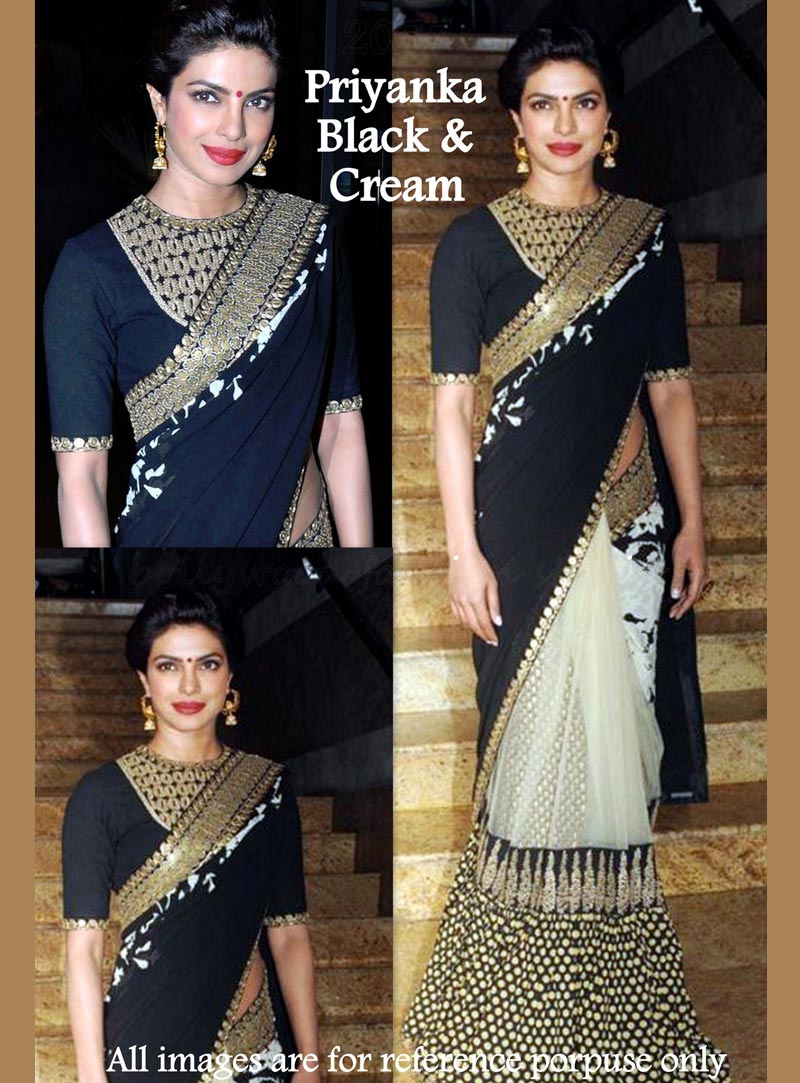 Priyanka Black and White Designer Bollywood Saree 40190
