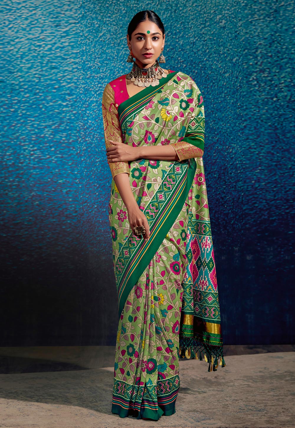 Pista Green Tussar Silk Saree With Blouse 265007