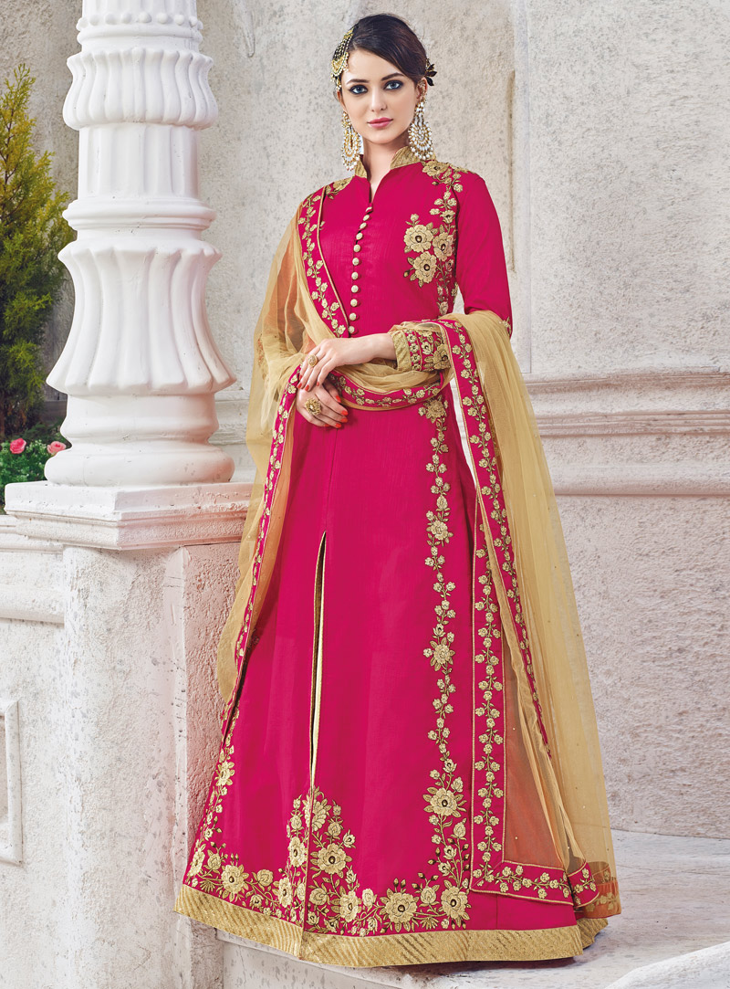 Pink Silk Floor Length Anarkali Suit 108033