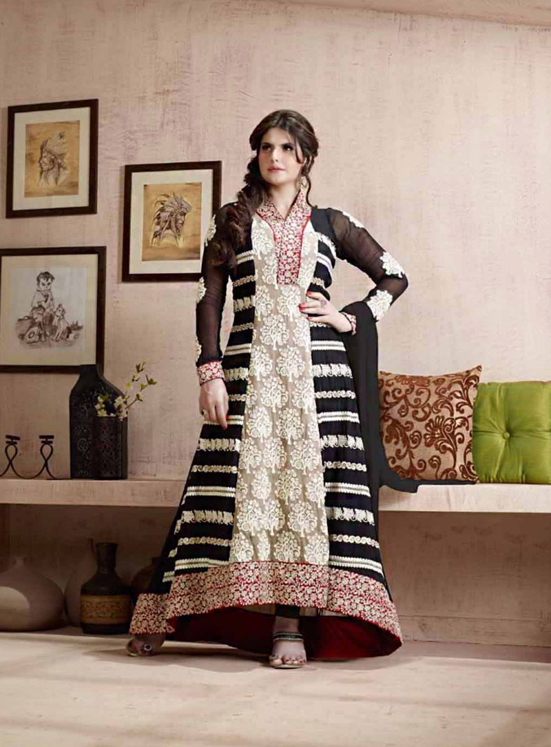 Zarine Khan Black Georgette Designer Anarkali Suit 71983