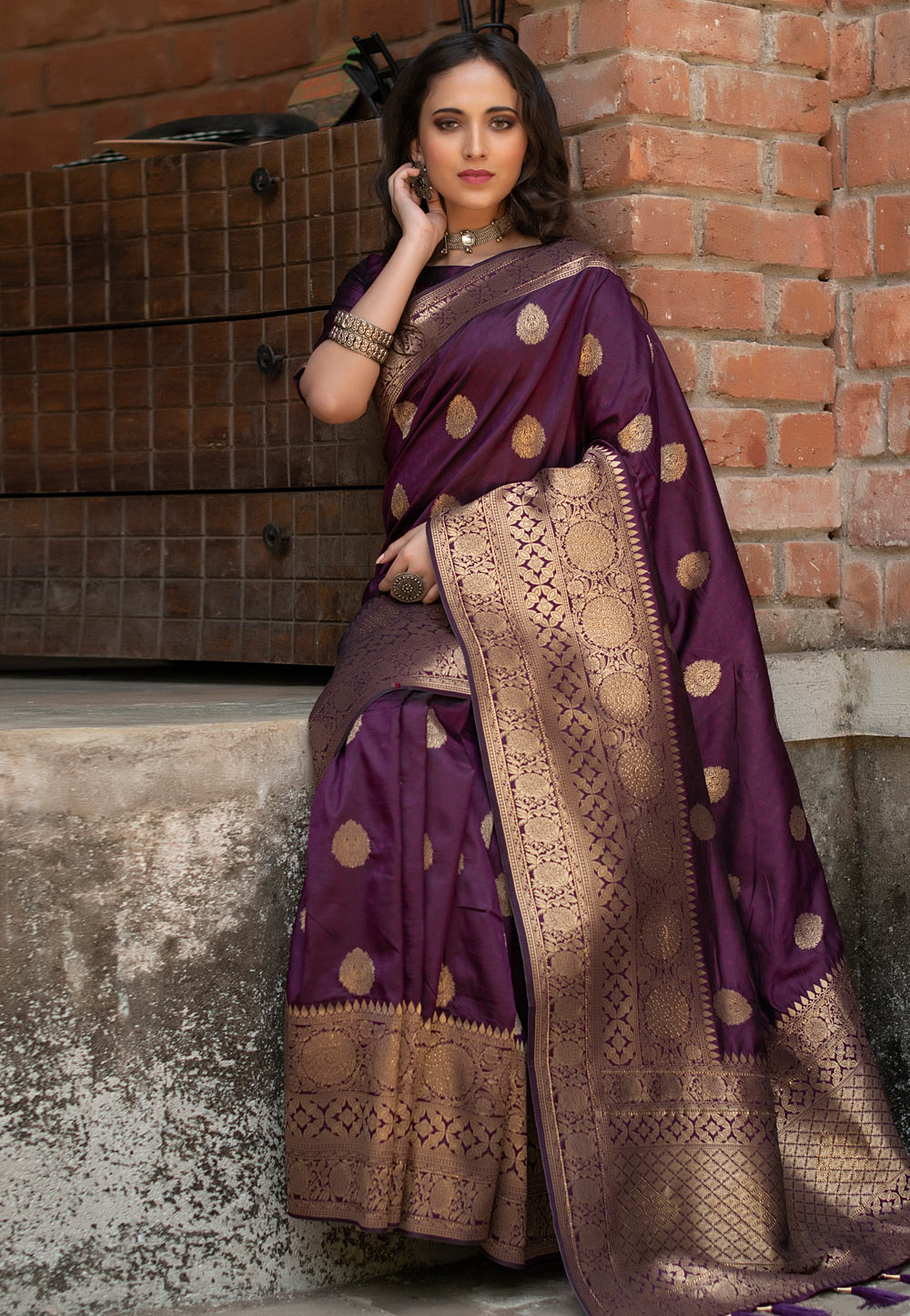 Purple Banarasi Silk Festival Wear Saree 231376