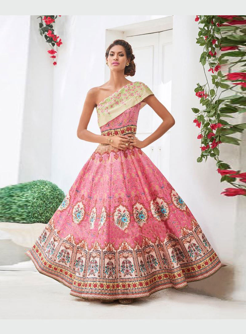 Pink Satin Silk Designer Gown 77518
