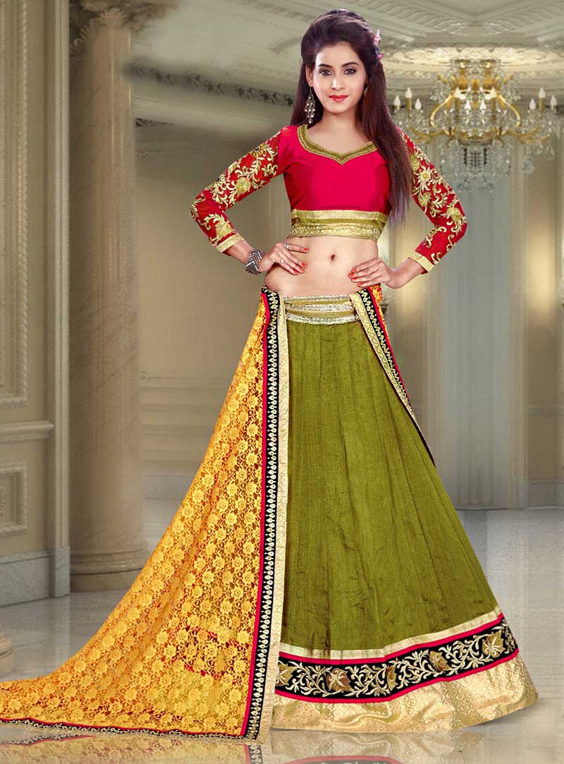 Green Silk Wedding Lehenga Choli 64704