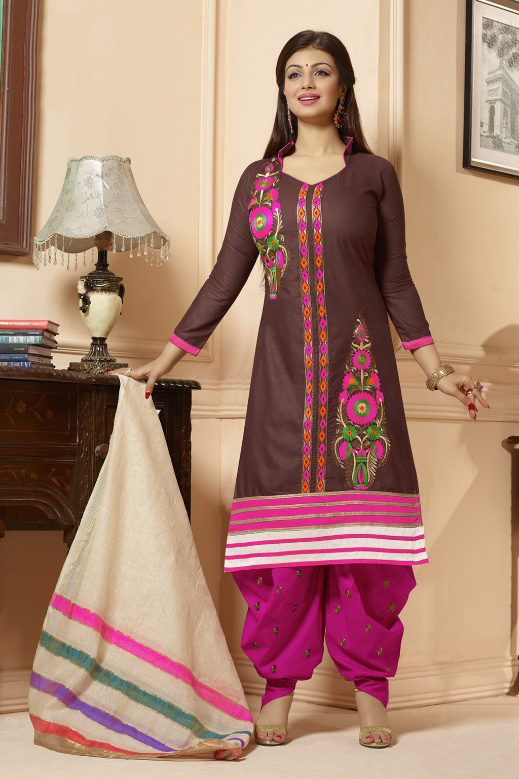 Ayesha Takia Brown Cotton Punjabi Suit 60304