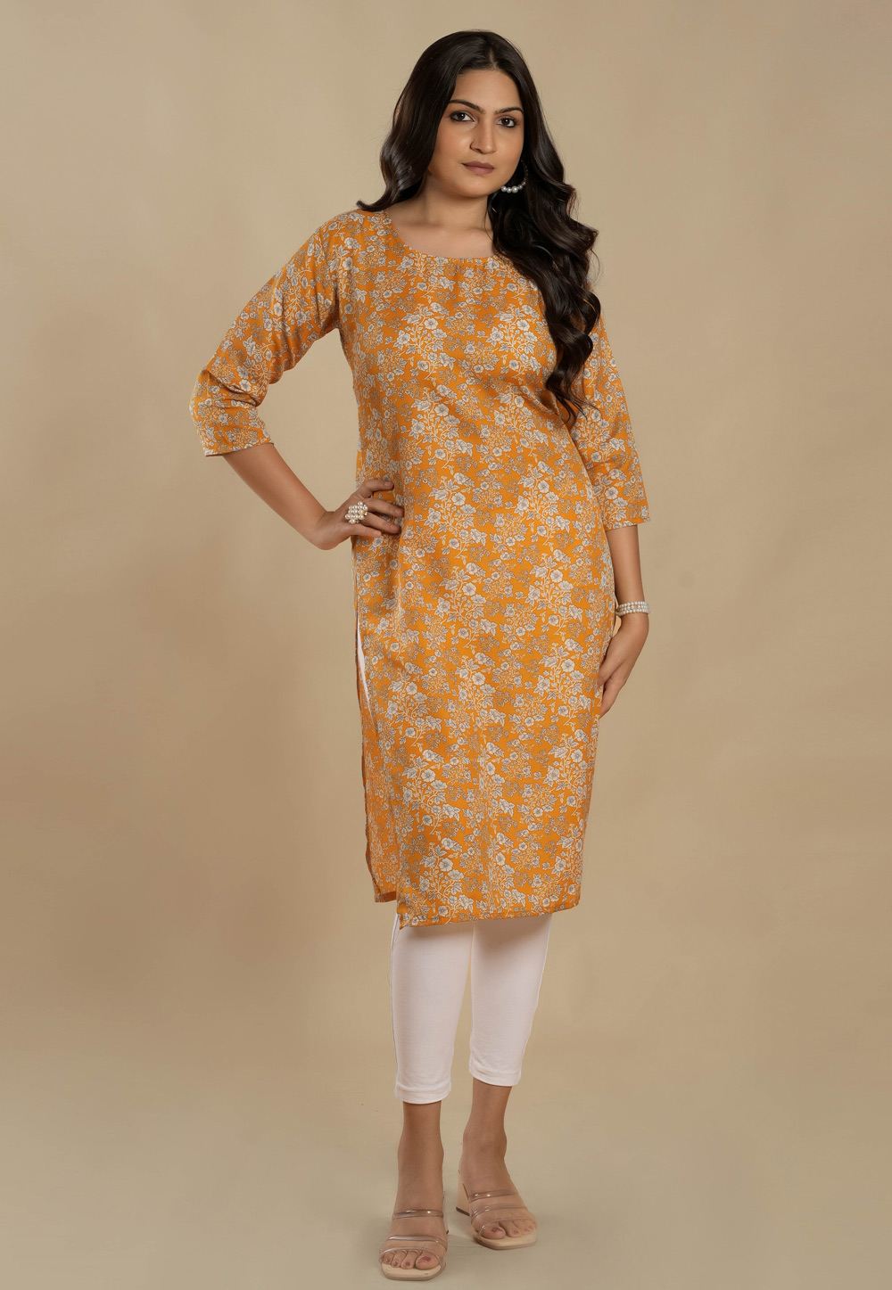 Yellow Cotton Printed Tunic 270629