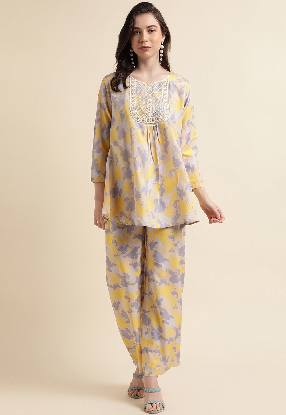 Yellow Crepe Printed Co-Ords Set 270179