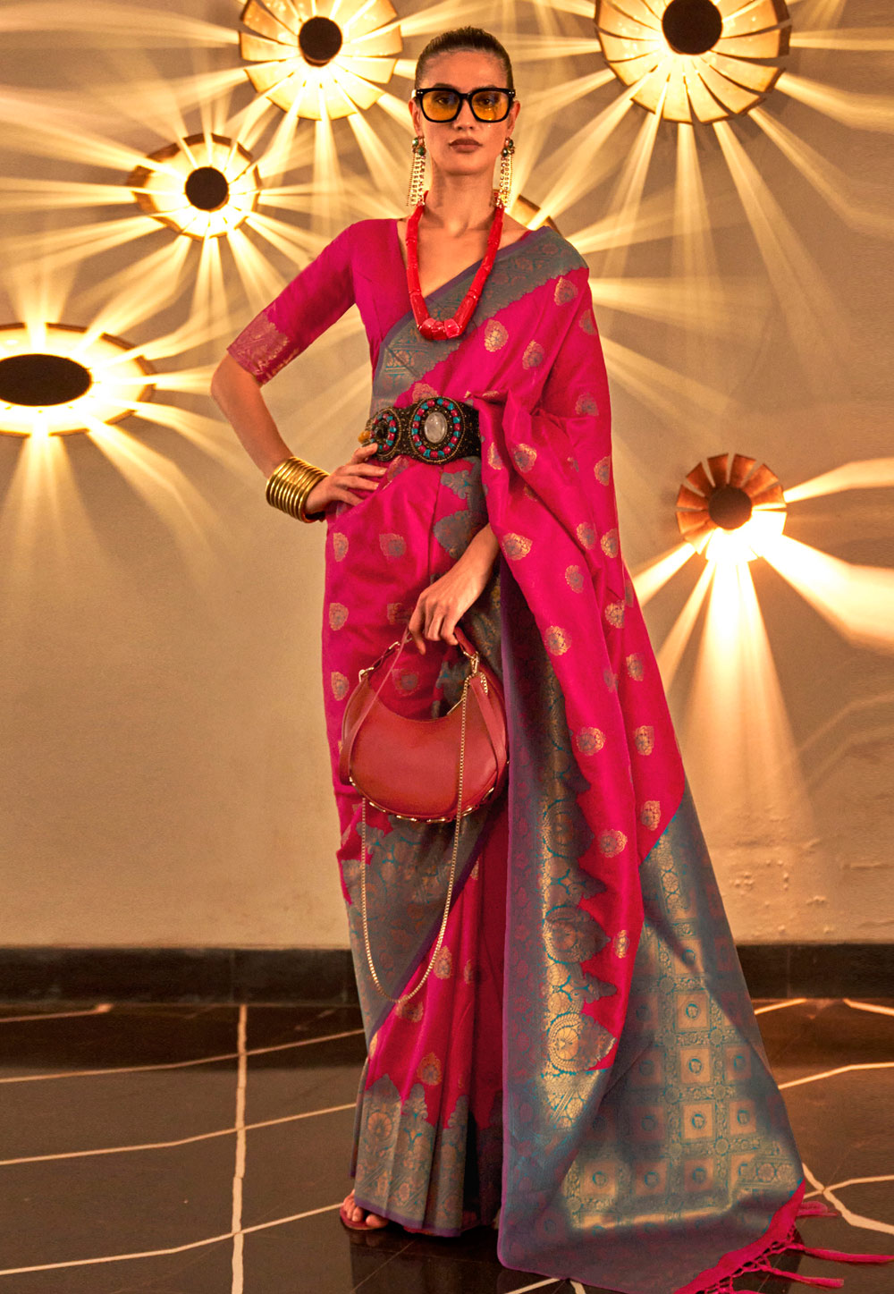 Magenta Silk Saree With Blouse 266616