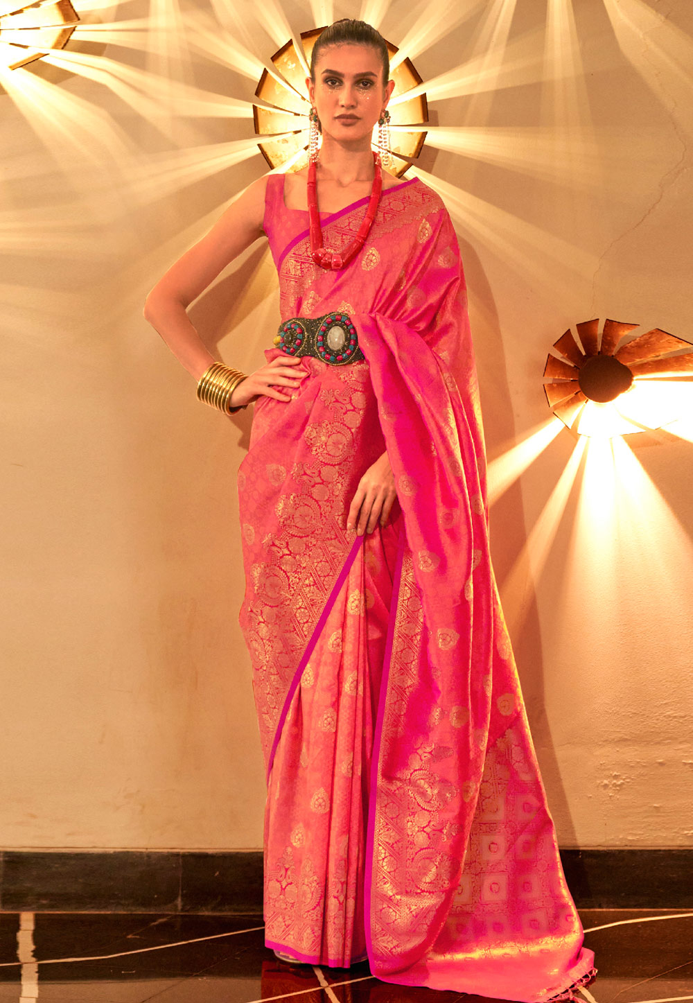 Pink Silk Saree With Blouse 266618