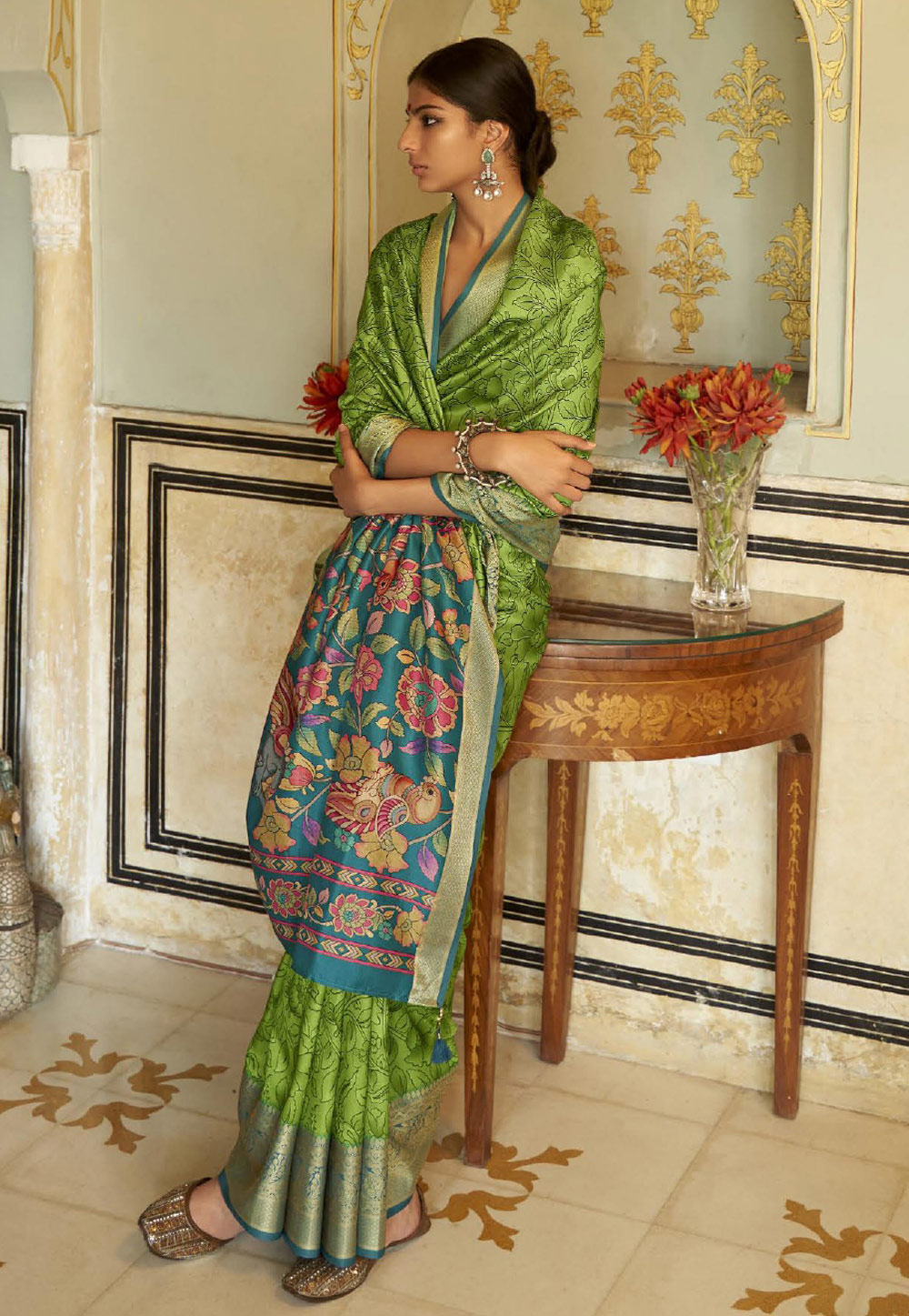 Light Green Tussar Silk Saree With Blouse 270888