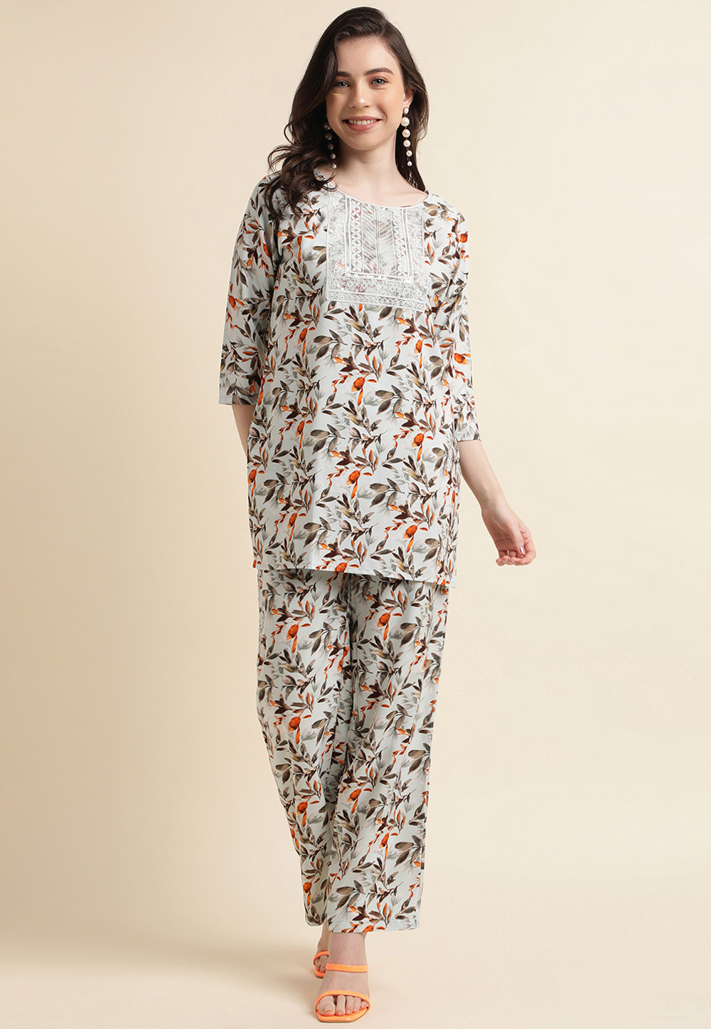 Grey Crepe Printed Co-Ords Set 270183