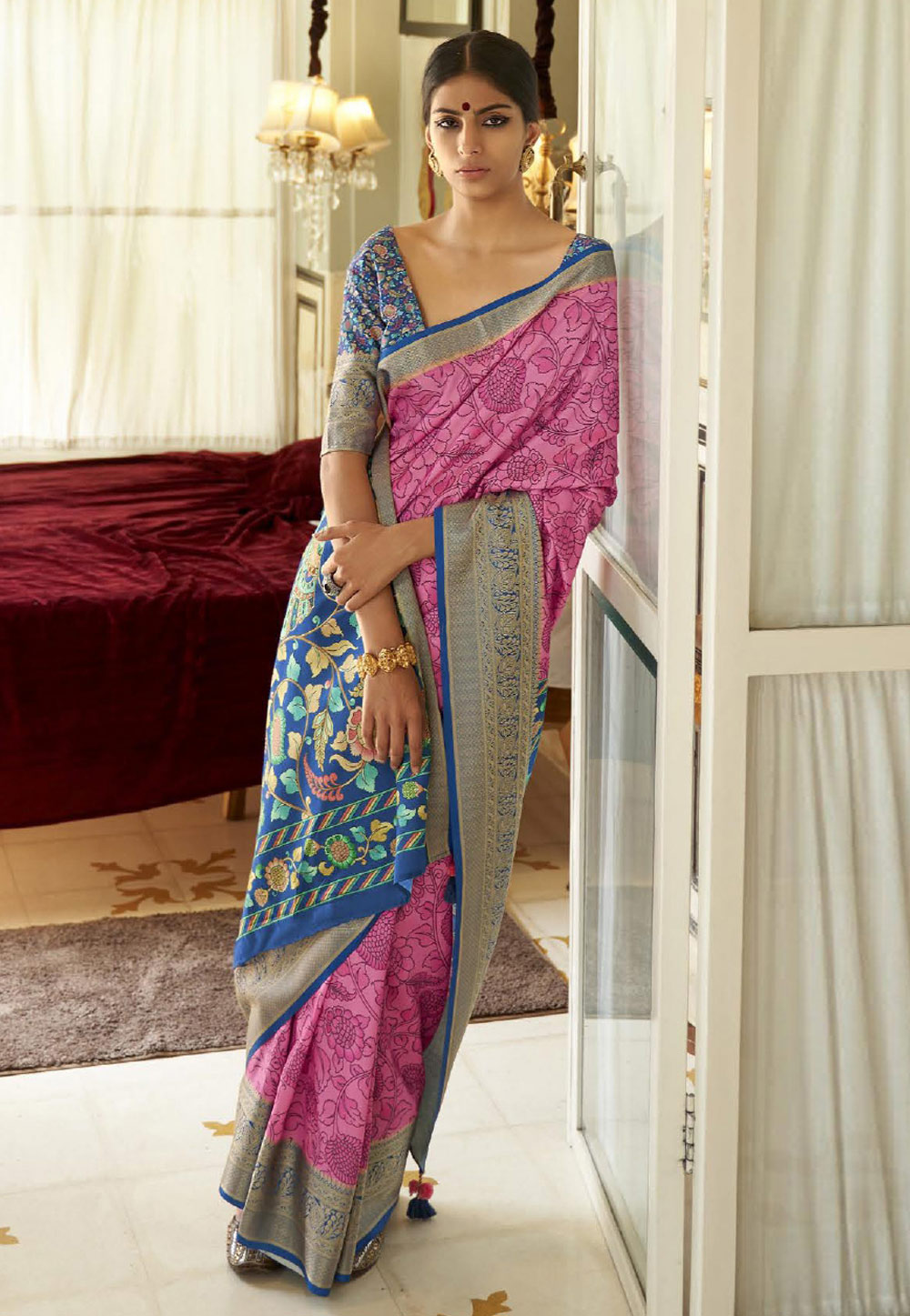 Pink Tussar Silk Saree With Blouse 270891