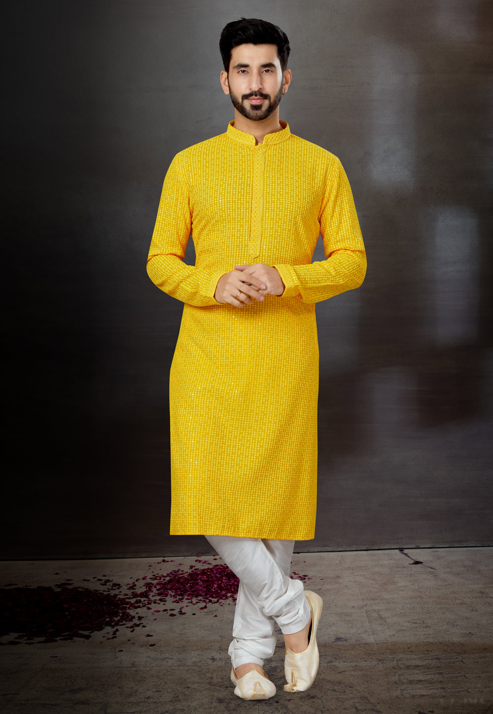 Yellow Rayon Kurta Pajama 259350