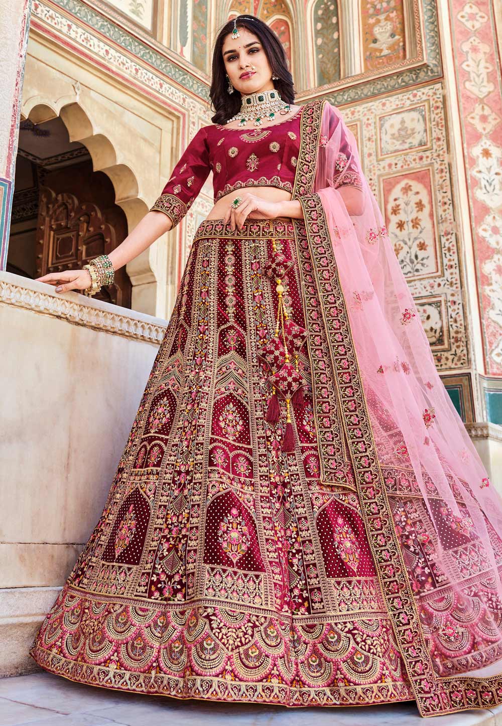 Here's to the most elegant lehenga of all times. ❤️ This quintessential  velvet maroon lehenga has the right amount of royalty and oomph.… |  Instagram