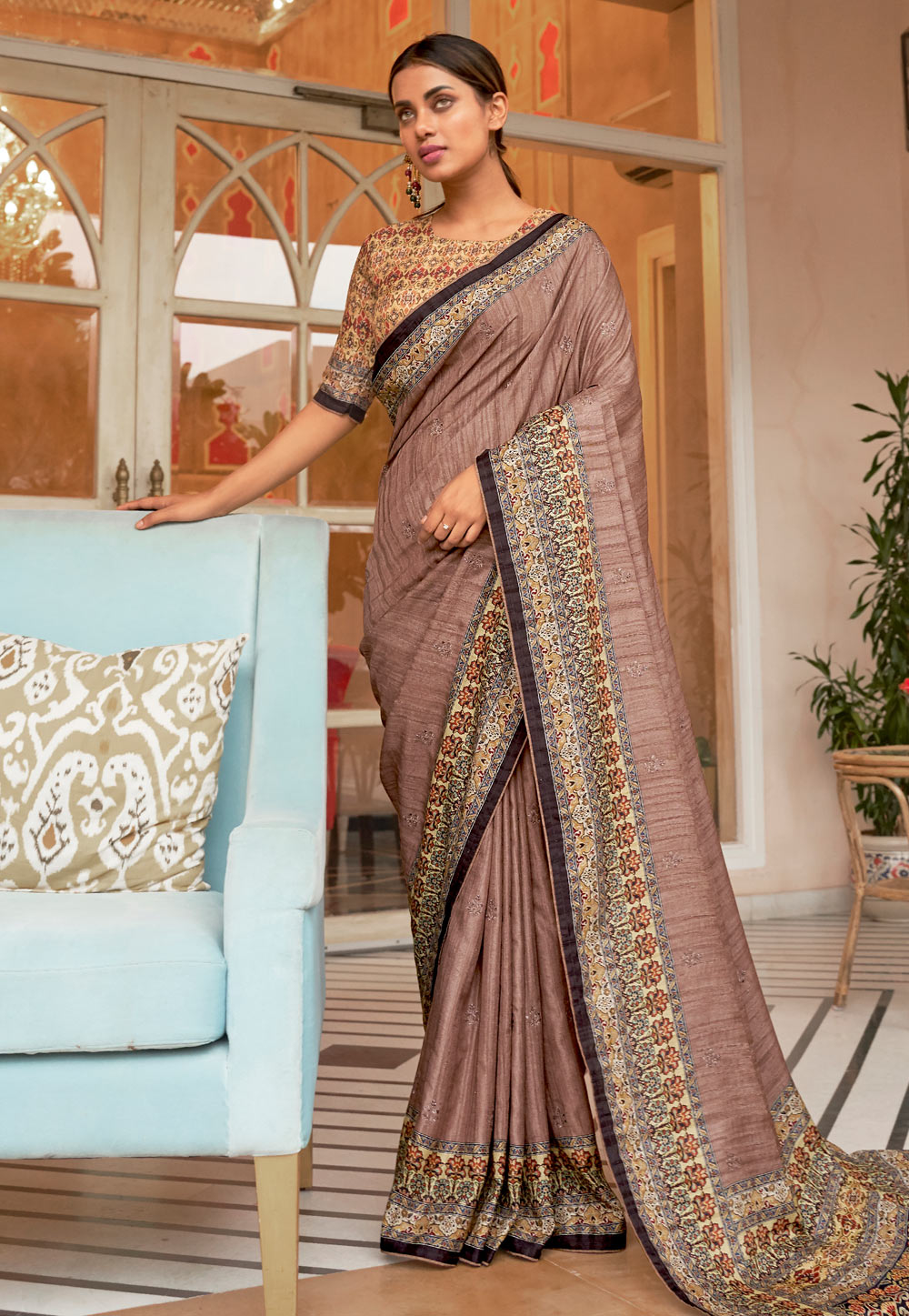 Brown Silk Saree With Blouse 266852