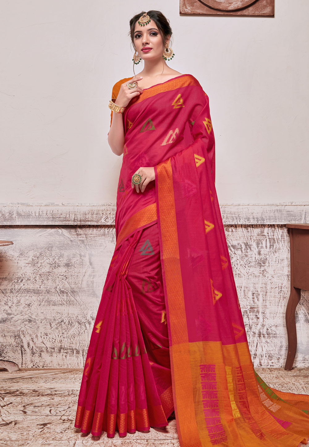 Pink Cotton Silk Saree With Blouse 202003