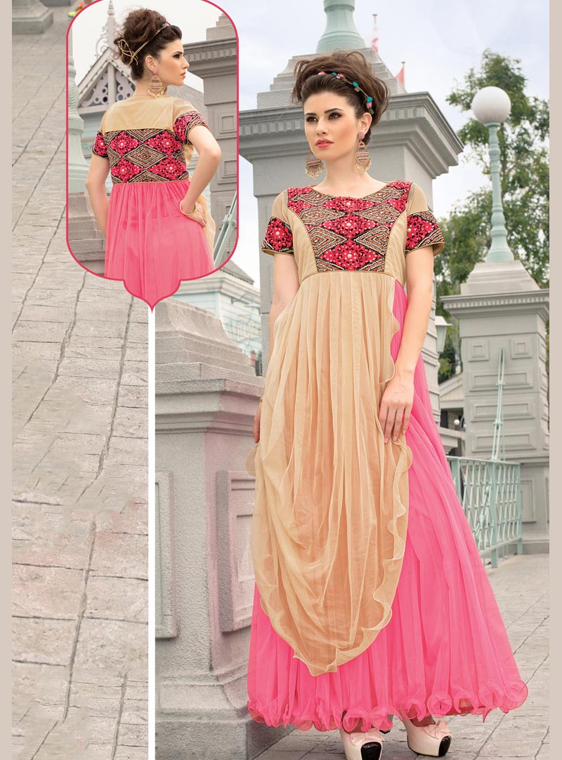 Pink Soft Net Party Wear Gown 57029