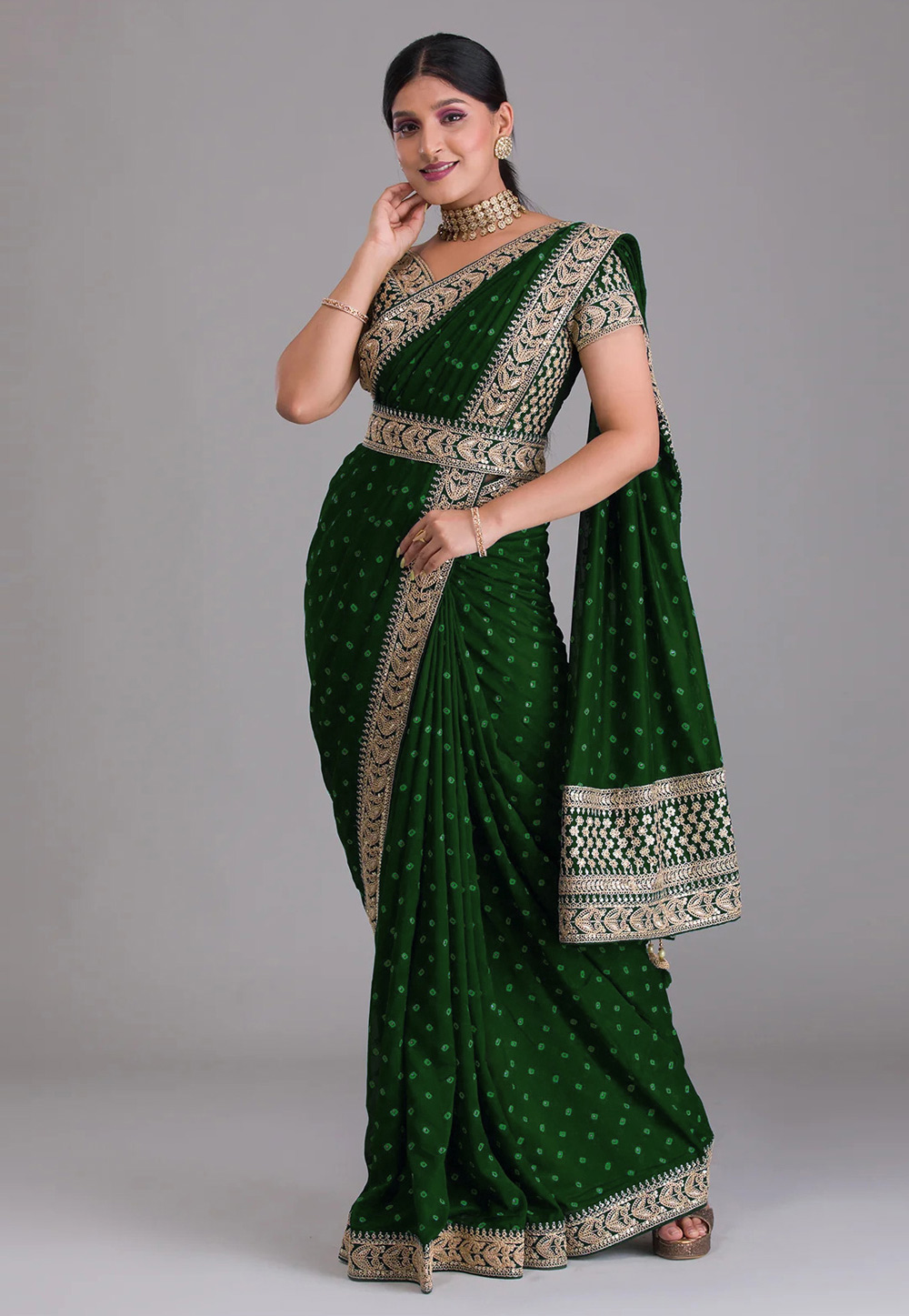 Green Silk Saree With Blouse 267056