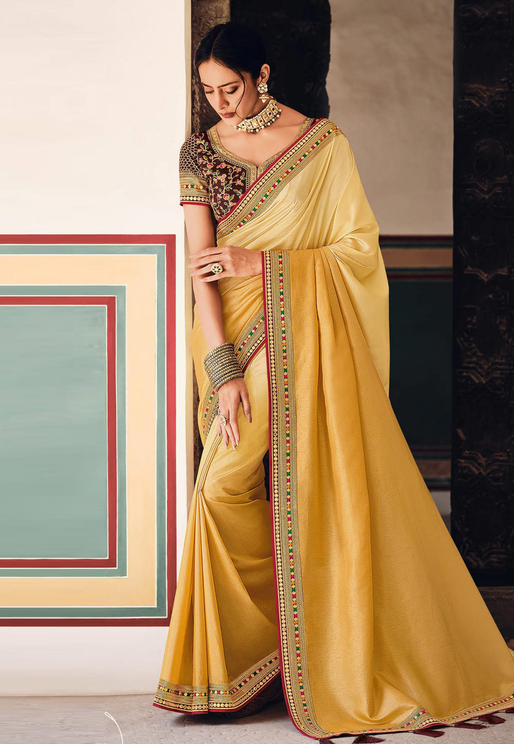 Yellow Silk Festival Wear Saree 243425